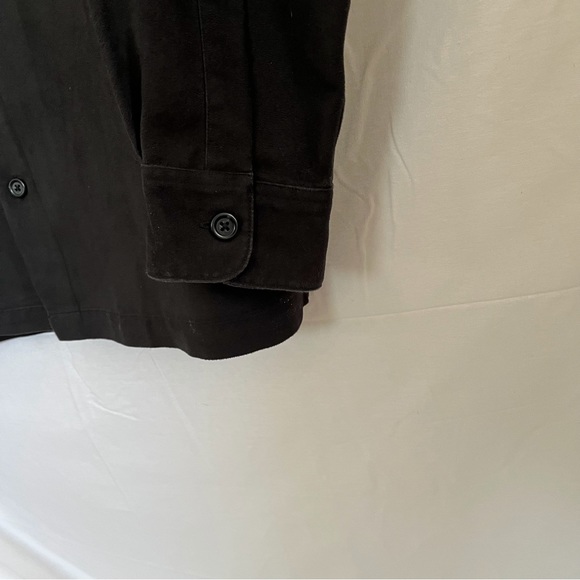 Claiborne Faux Suede Black Button Down Size Large Long Sleeve Shirt - Picture 4 of 7
